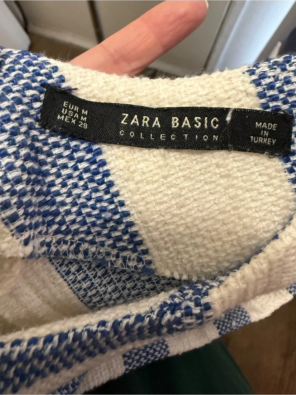 Zara Basic Collection Women’s M Blue Cream Striped Fringe Woven Pullover Top